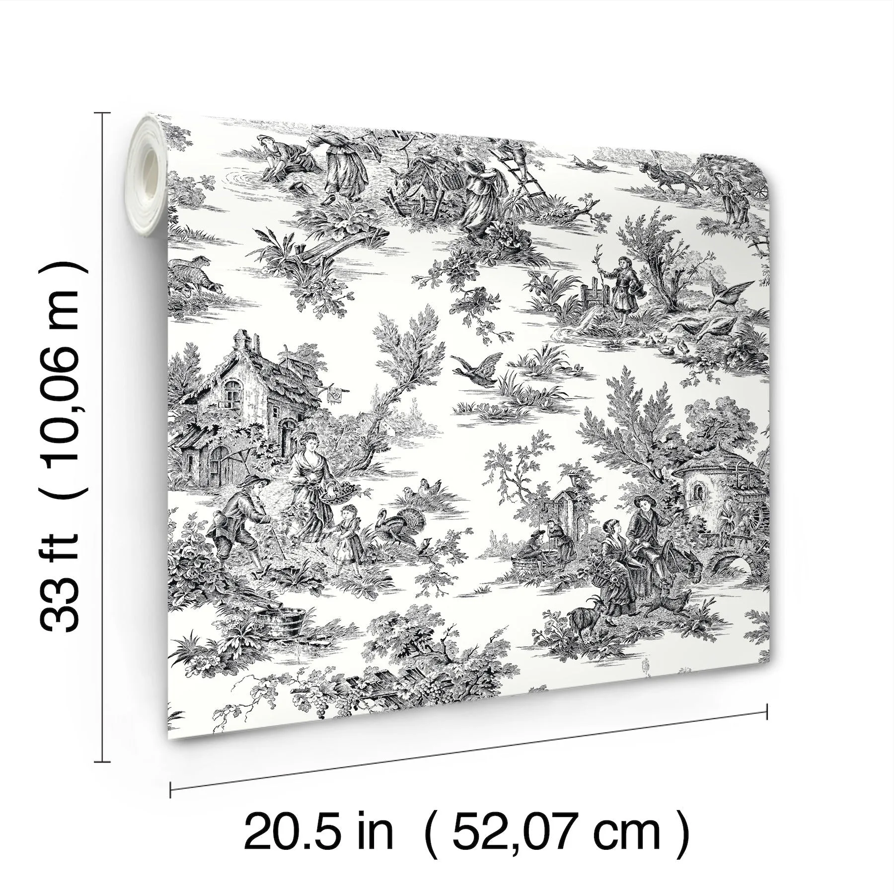 York Wallcoverings Campagne Toile - Black & White Wallpaper | Buy Online York Wallcoverings Campagne Toile wallpaper, color Black & White, SKU AT4228
