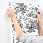 York Wallcoverings Campagne Toile - Black & White Wallpaper | Buy Online York Wallcoverings Campagne Toile wallpaper, color Black & White, SKU AT4228