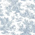 York Wallcoverings Campagne Toile wallpaper, color Blue & White, SKU AT4229