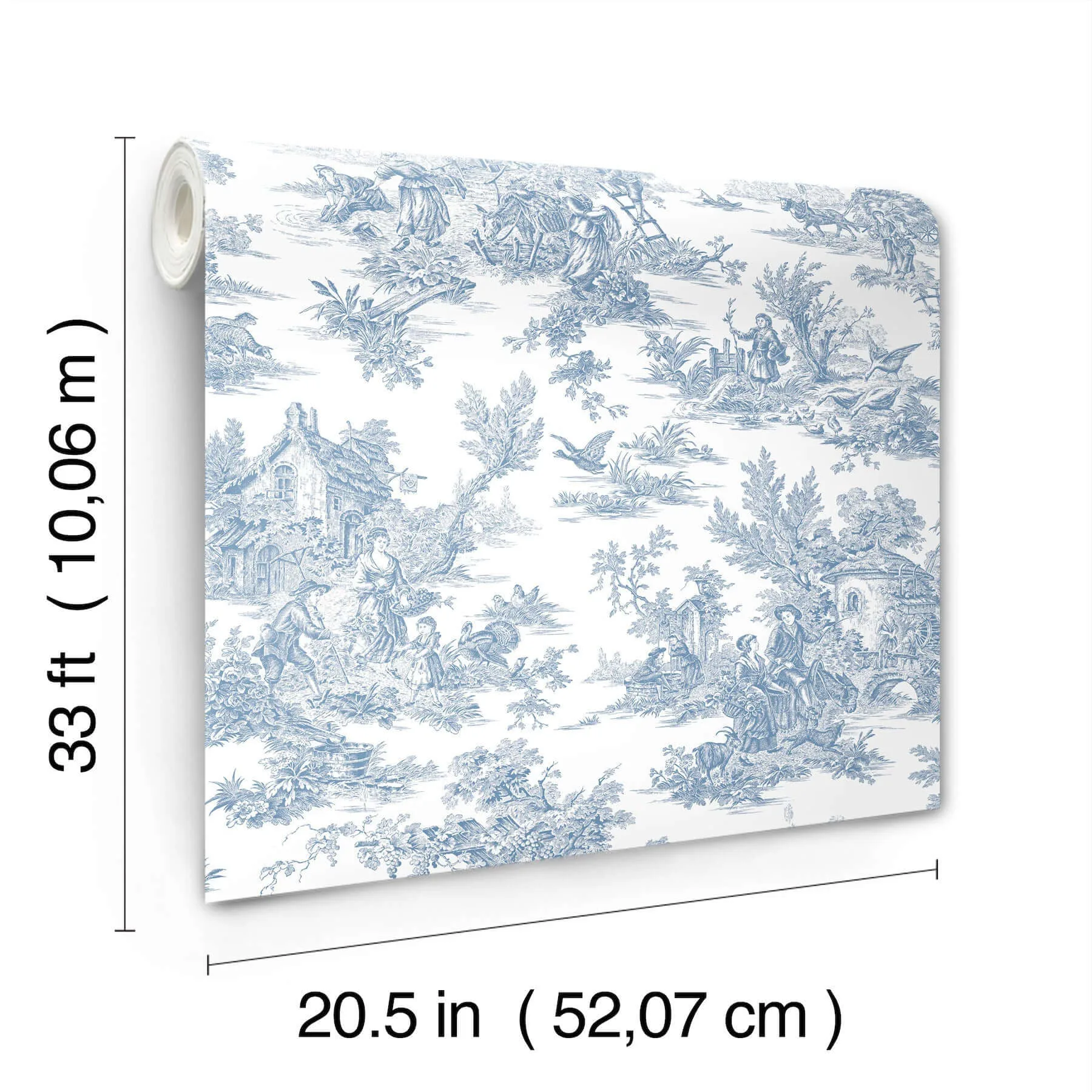 York Wallcoverings Campagne Toile wallpaper, color Blue & White, SKU AT4229