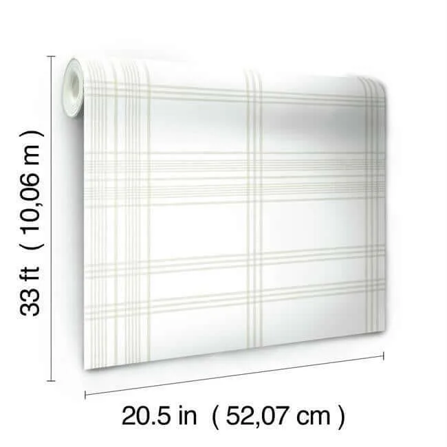 York Wallcoverings Charter Plaid - Off White Wallpaper | Buy Online York Wallcoverings Charter Plaid wallpaper, color Off White, SKU CV4466