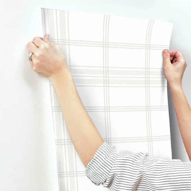 York Wallcoverings Charter Plaid - Off White Wallpaper | Buy Online York Wallcoverings Charter Plaid wallpaper, color Off White, SKU CV4466