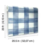 York Wallcoverings Checkmate Watercolor Plaid - Blue Wallpaper | Buy Online York Wallcoverings Checkmate Watercolor Plaid wallpaper, color Blue, SKU PSW1078RL