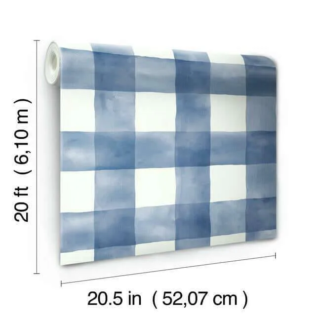 York Wallcoverings Checkmate Watercolor Plaid - Blue Wallpaper | Buy Online York Wallcoverings Checkmate Watercolor Plaid wallpaper, color Blue, SKU PSW1078RL