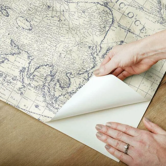 York Wallcoverings Coastal Map wallpaper, color Blue & Beige, SKU PSW1132RL
