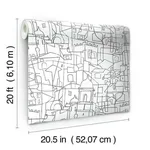 York Wallcoverings Cubist Cityscape wallpaper, color Black, SKU PSW1047RL