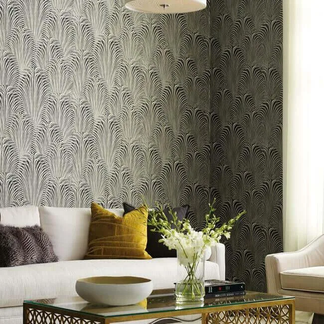 York Wallcoverings Deco Fountain wallpaper, color Black, SKU OL2768