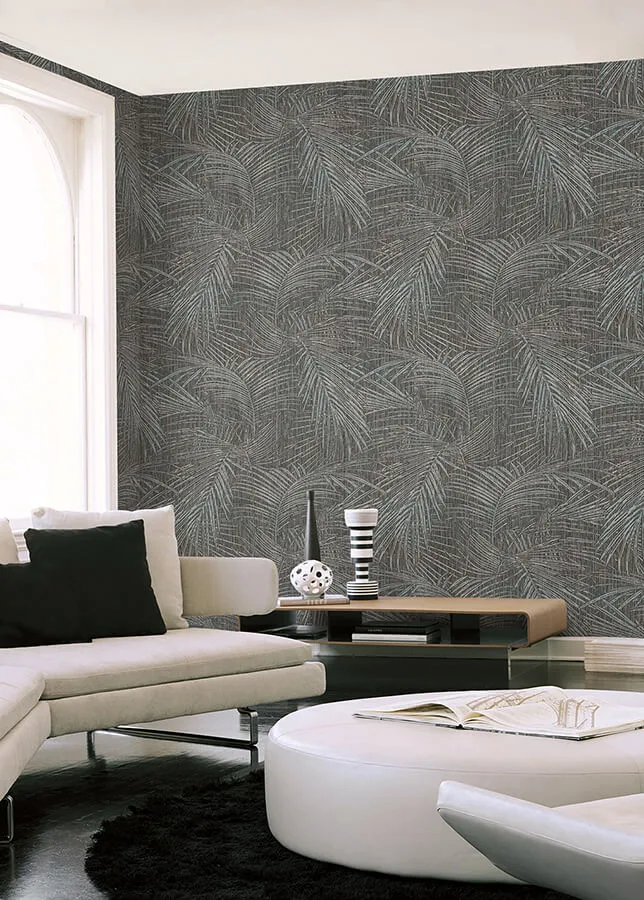 York Wallcoverings Della Palm wallpaper, color Blue Multi, SKU SI50610