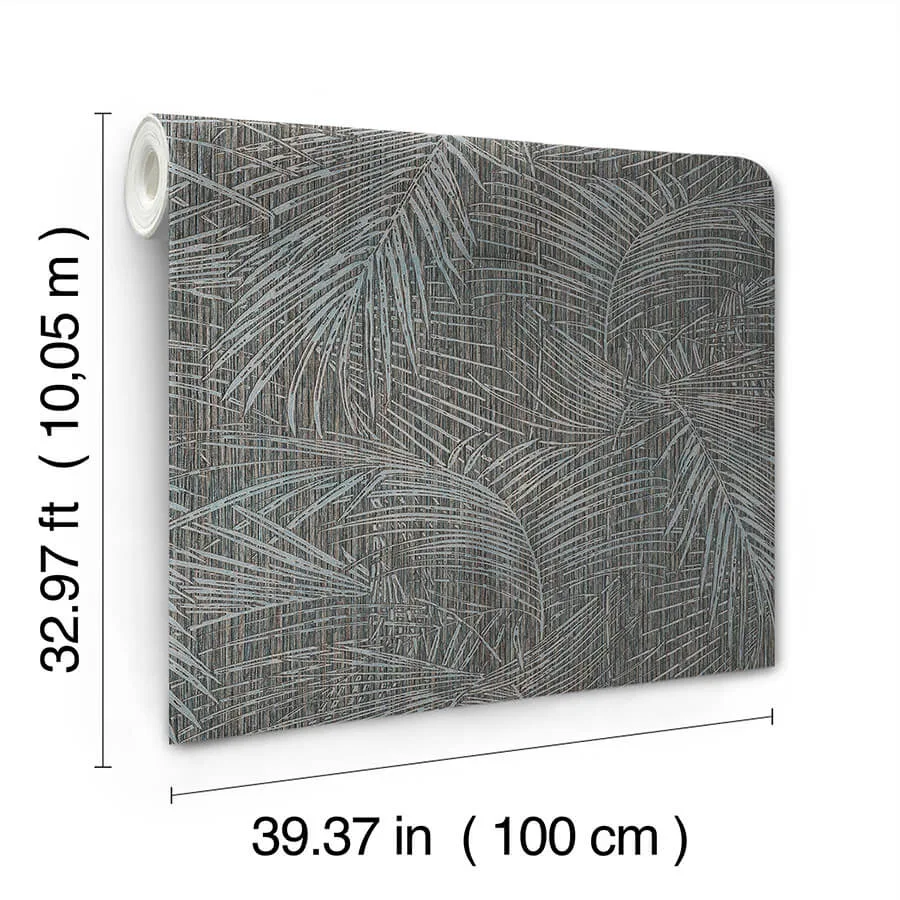 York Wallcoverings Della Palm wallpaper, color Blue Multi, SKU SI50610
