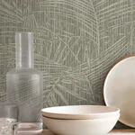 York Wallcoverings Della Palm - Dark Taupe Wallpaper | Buy Online York Wallcoverings Della Palm wallpaper, color Dark Taupe, SKU SI50612