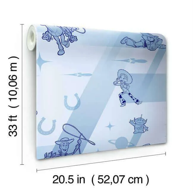 York Wallcoverings Disney & Pixar Toy Story 4 Retro wallpaper, color Blue, SKU DI0925