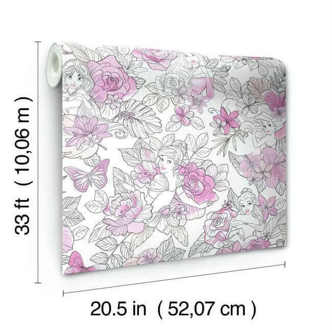 York Wallcoverings Disney Princess Royal Floral - Magenta Wallpaper | Buy Online York Wallcoverings Disney Princess Royal Floral wallpaper, color Magenta, SKU DI0965