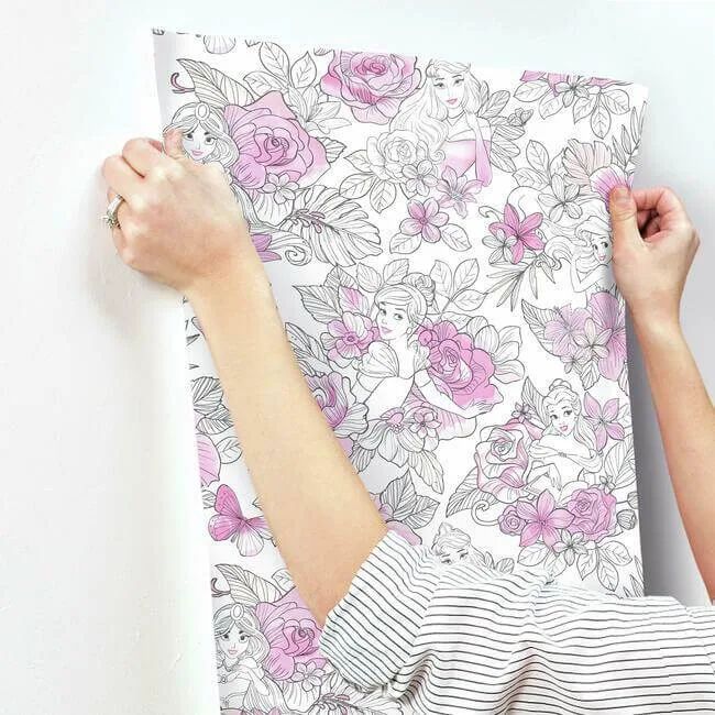 York Wallcoverings Disney Princess Royal Floral - Magenta Wallpaper | Buy Online York Wallcoverings Disney Princess Royal Floral wallpaper, color Magenta, SKU DI0965
