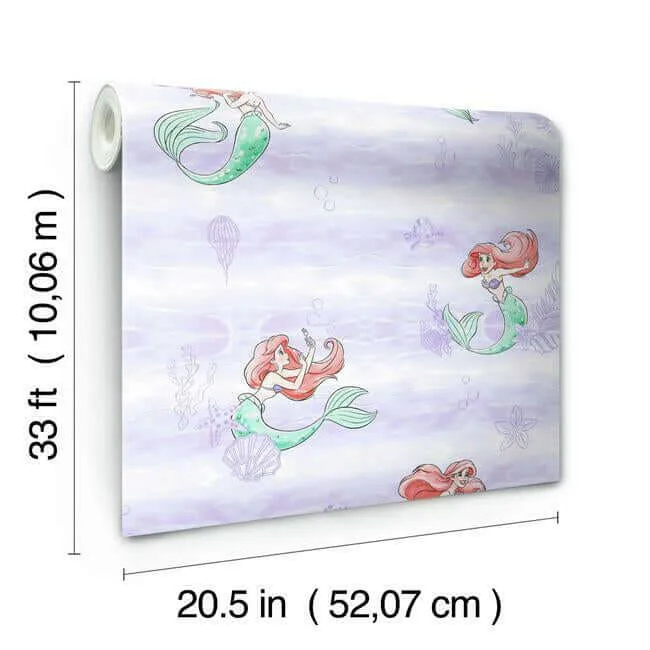 York Wallcoverings Disney the Little Mermaid Swim wallpaper, color Purple, SKU DI0955
