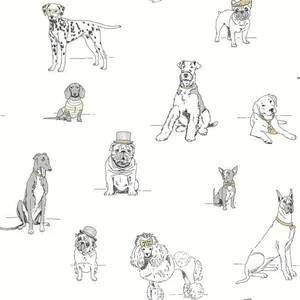 York Wallcoverings Dog's Life wallpaper, color Silver & Gold, SKU PSW1339RL