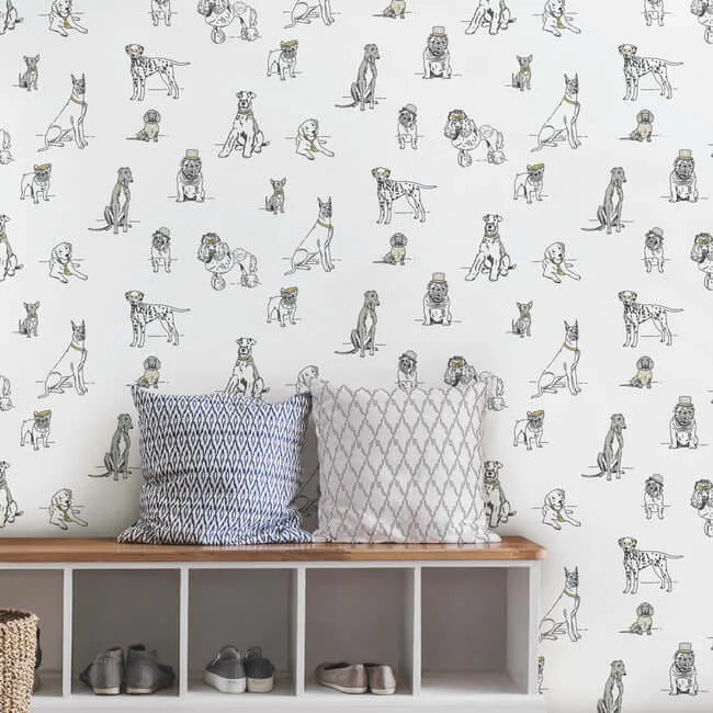 York Wallcoverings Dog's Life wallpaper, color Silver & Gold, SKU PSW1339RL