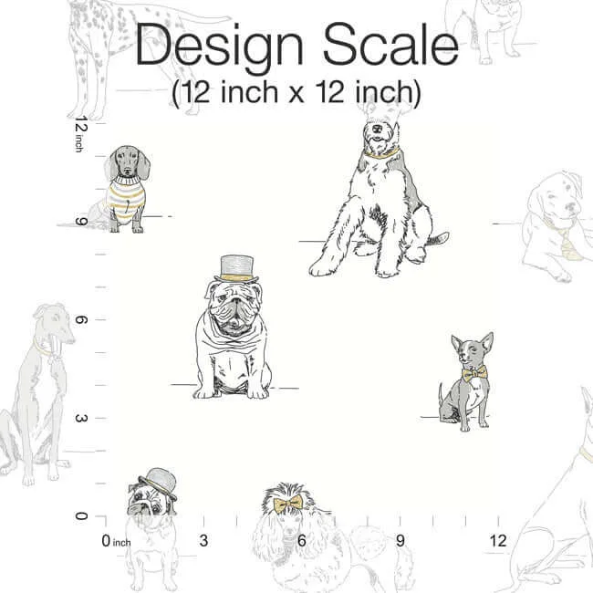 York Wallcoverings Dog's Life wallpaper, color Silver & Gold, SKU PSW1339RL