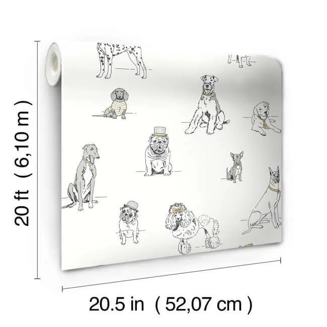 York Wallcoverings Dog's Life wallpaper, color Silver & Gold, SKU PSW1339RL