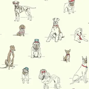 York Wallcoverings Dog's Life wallpaper, color Red & Blue, SKU AF1939