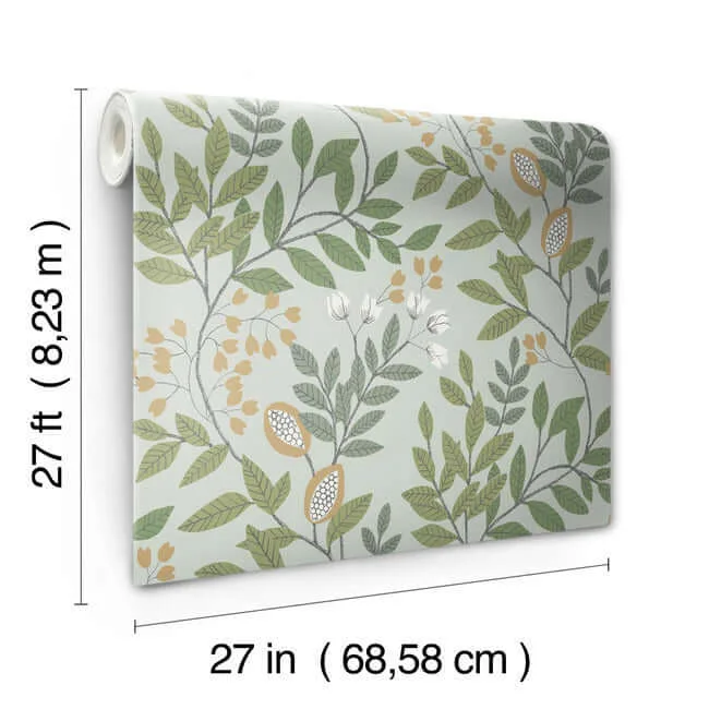 York Wallcoverings Eden Retreat wallpaper, color Green & Gold, SKU MN1840