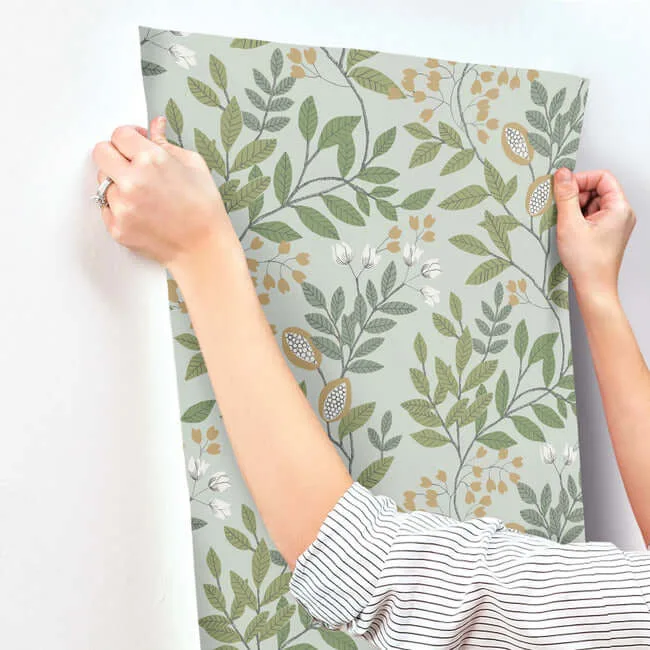 York Wallcoverings Eden Retreat wallpaper, color Green & Gold, SKU MN1840