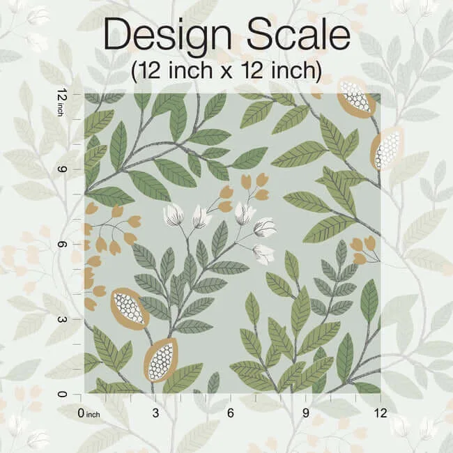 York Wallcoverings Eden Retreat wallpaper, color Green & Gold, SKU MN1840
