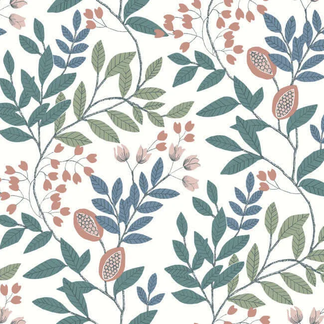 York Wallcoverings Eden Retreat wallpaper, color Pink & Teal, SKU MN1843