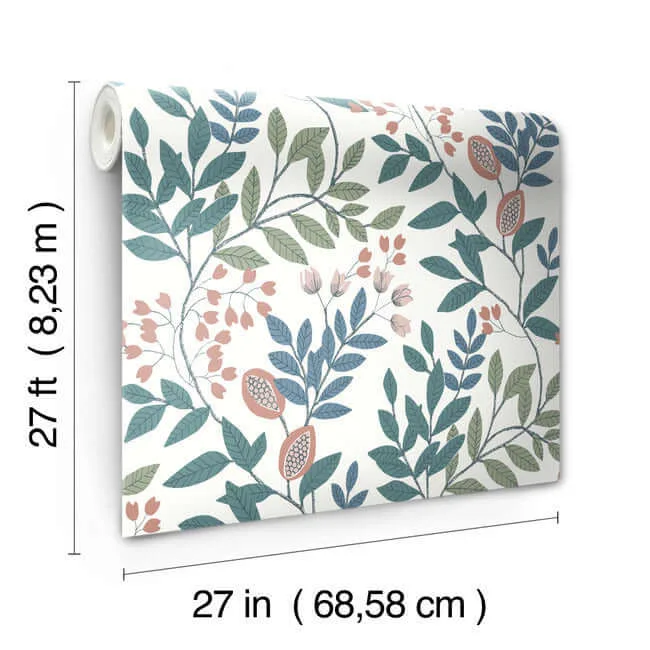 York Wallcoverings Eden Retreat wallpaper, color Pink & Teal, SKU MN1843