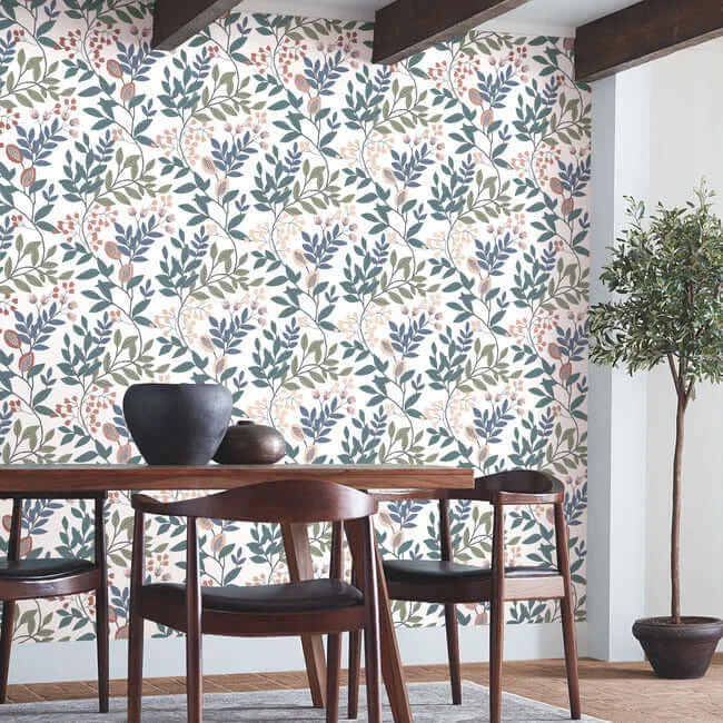 York Wallcoverings Eden Retreat wallpaper, color Pink & Teal, SKU MN1843
