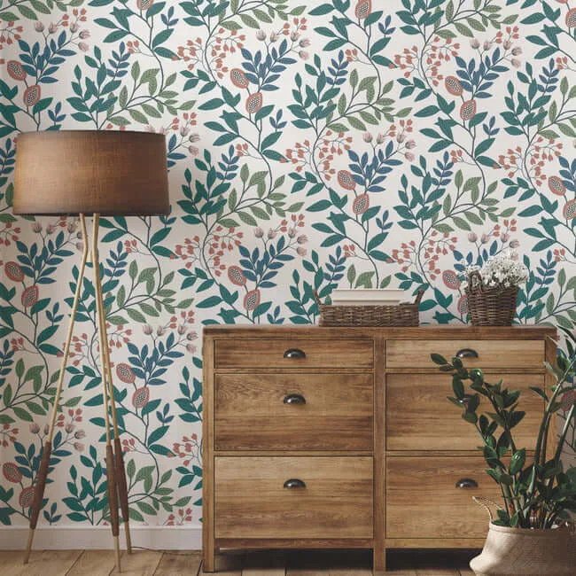 York Wallcoverings Eden Retreat wallpaper, color Pink & Teal, SKU MN1843
