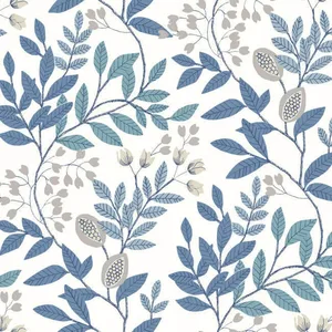 York Wallcoverings Eden Retreat wallpaper, color White & Blue, SKU MN1842
