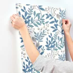 York Wallcoverings Eden Retreat wallpaper, color White & Blue, SKU MN1842