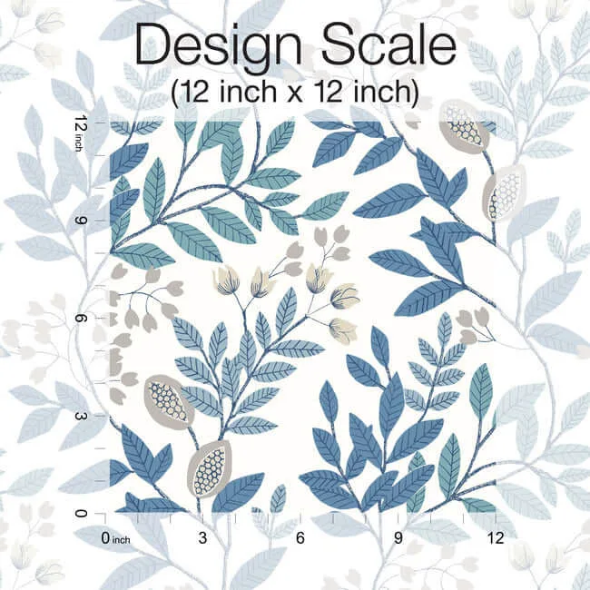 York Wallcoverings Eden Retreat wallpaper, color White & Blue, SKU MN1842
