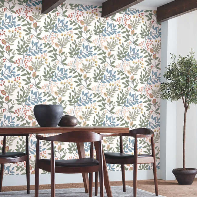 York Wallcoverings Eden Retreat - White & Multi Wallpaper | Buy Online York Wallcoverings Eden Retreat wallpaper, color White & Multi, SKU MN1841