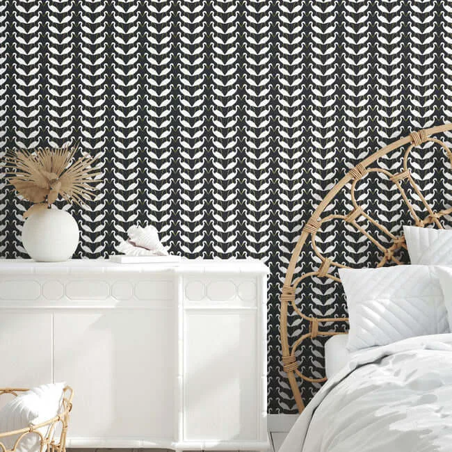 York Wallcoverings Elegant Birds wallpaper, color Black & Gold Metallic, SKU PSW1345RL