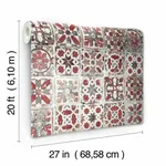 York Wallcoverings Encaustic Tile wallpaper, color Red, SKU PSW1300RL