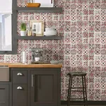 York Wallcoverings Encaustic Tile wallpaper, color Red, SKU PSW1300RL