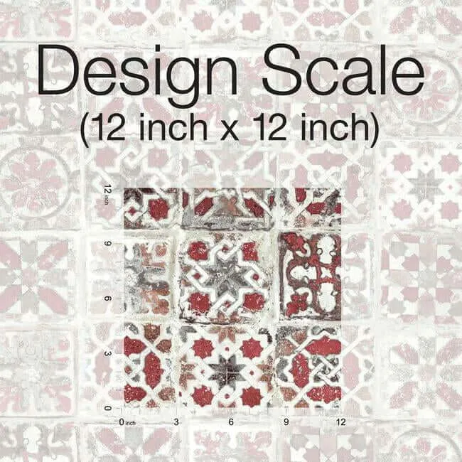 York Wallcoverings Encaustic Tile wallpaper, color Red, SKU PSW1300RL
