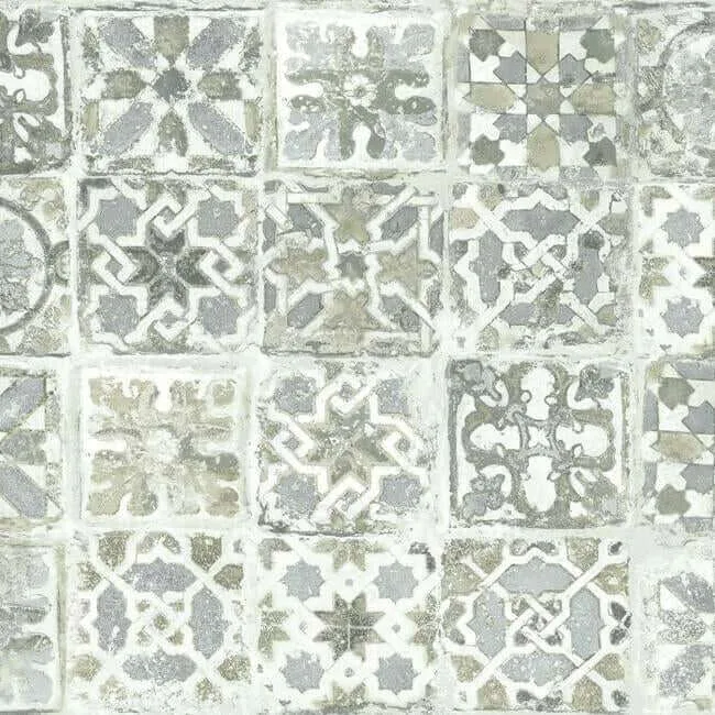 York Wallcoverings Ecaustic Tile wallpaper, color Grey, SKU PSW1301RL
