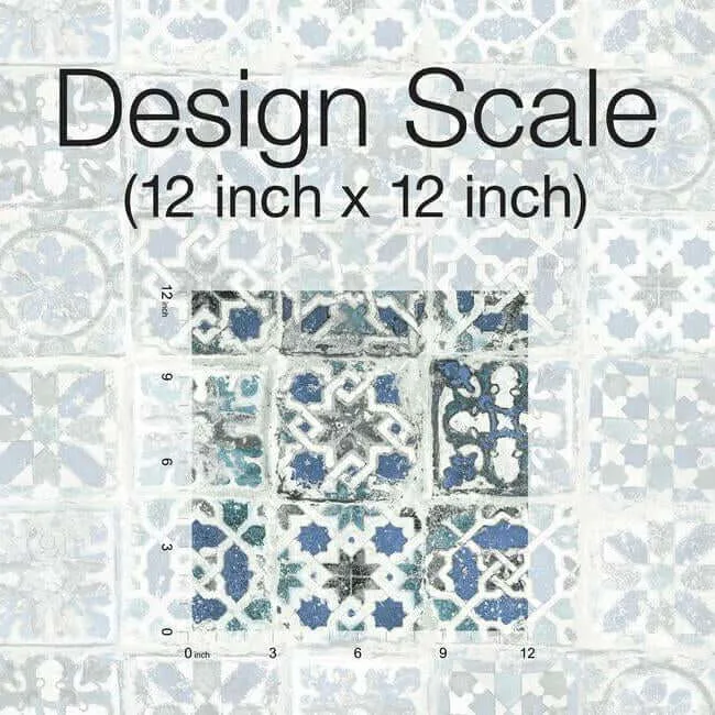 York Wallcoverings Encaustic Tile wallpaper, color Blue, SKU PSW1302RL
