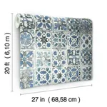 York Wallcoverings Encaustic Tile wallpaper, color Blue, SKU PSW1302RL