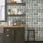 York Wallcoverings Encaustic Tile - Black Wallpaper | Buy Online York Wallcoverings Encaustic Tile wallpaper, color Black, SKU PSW1303RL