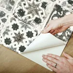 York Wallcoverings Encaustic Tile - Black Wallpaper | Buy Online York Wallcoverings Encaustic Tile wallpaper, color Black, SKU PSW1303RL