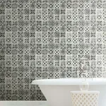 York Wallcoverings Encaustic Tile - Black Wallpaper | Buy Online York Wallcoverings Encaustic Tile wallpaper, color Black, SKU PSW1303RL