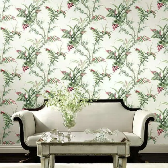 York Wallcoverings Enchanted Fern wallpaper, color Green & Red, SKU GR5993