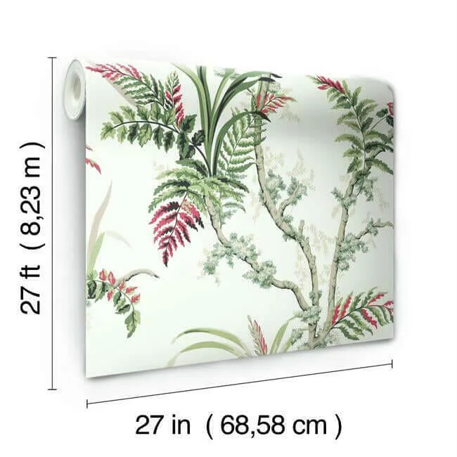 York Wallcoverings Enchanted Fern wallpaper, color Green & Red, SKU GR5993