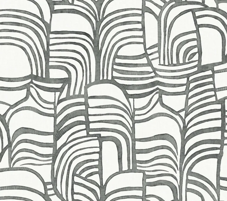 York Wallcoverings Featherwork wallpaper, color Black & White, SKU PSW1656RL