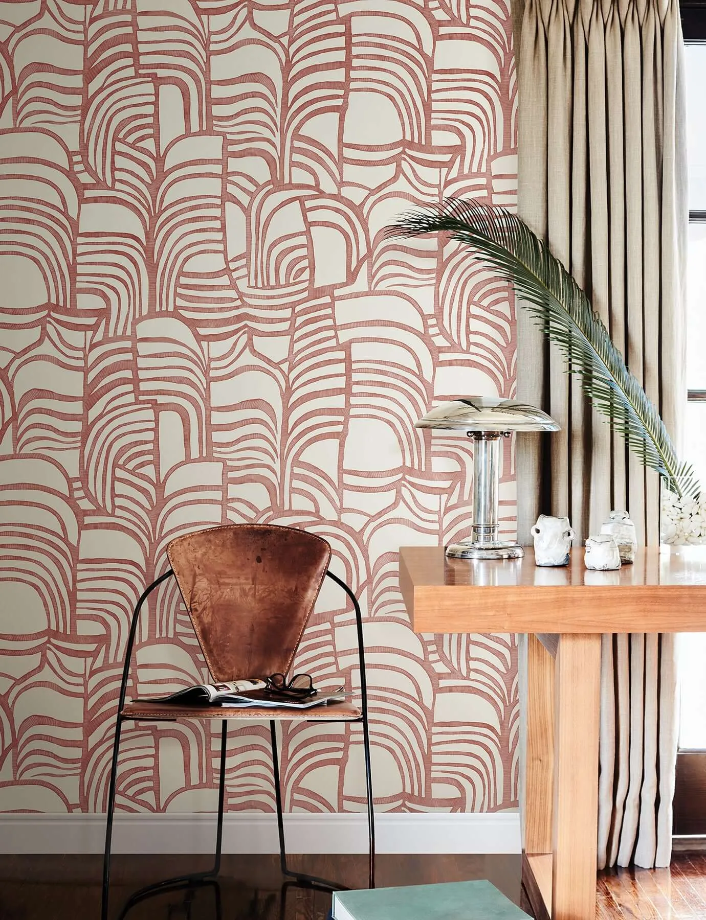 York Wallcoverings Featherwork wallpaper, color Red, SKU PSW1657RL