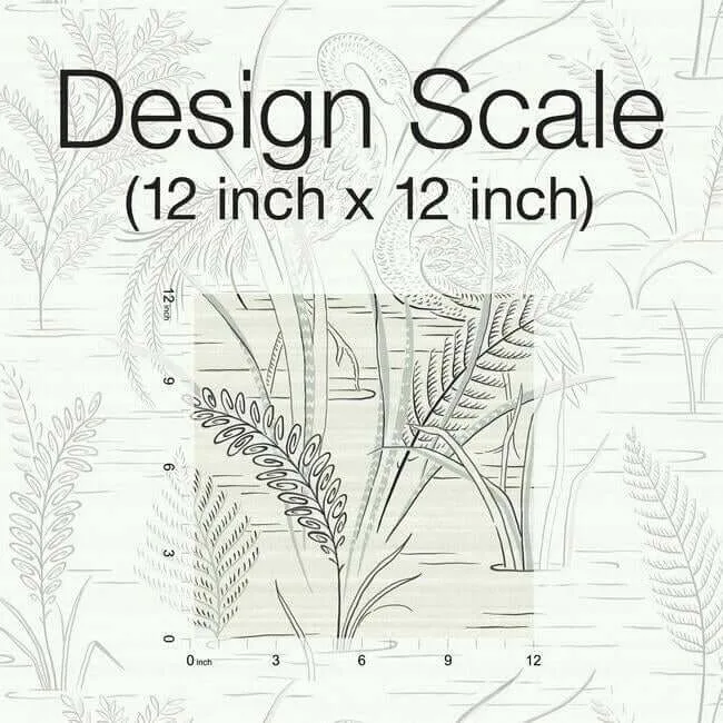 York Wallcoverings Fernwater Cranes - Black & Grey Wallpaper | Buy Online York Wallcoverings Fernwater Cranes wallpaper, color Black & Grey, SKU GR5953
