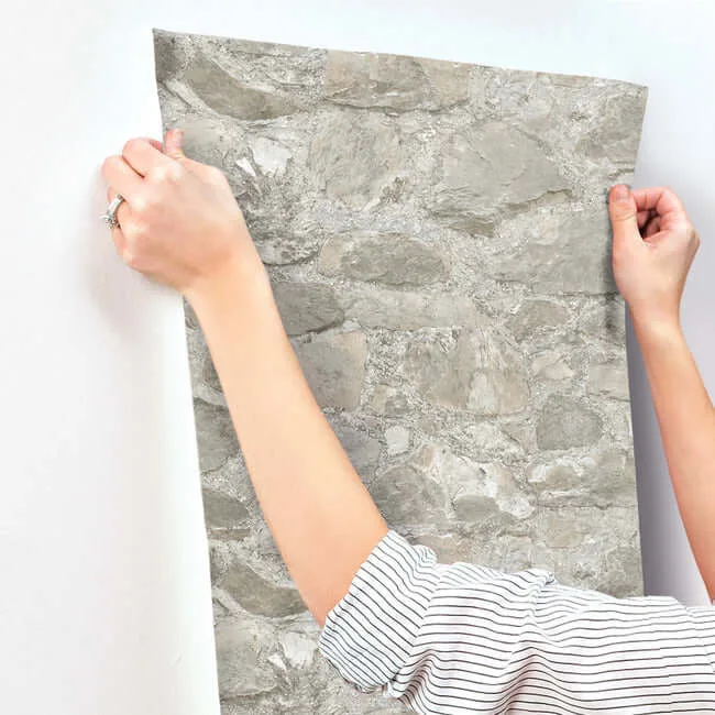 York Wallcoverings Field Stone wallpaper, color Grey, SKU MN1802
